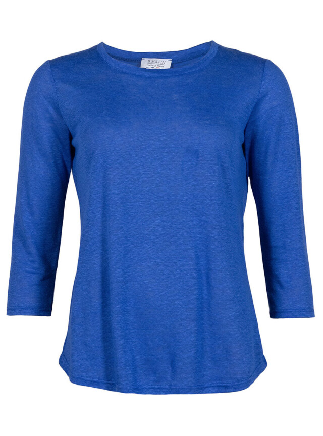 Maison Solfin - Tee-shirt femme en lin manches 3/4 bleu atlantique – 5