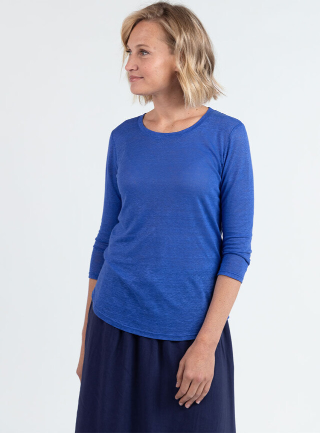 Maison Solfin - Tee-shirt femme en lin manches 3/4 bleu atlantique – 5