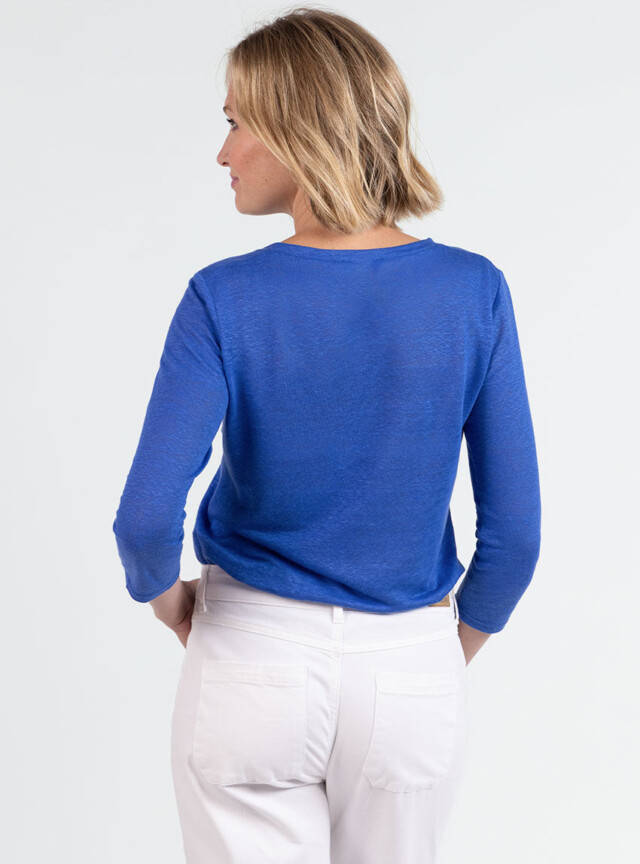 Maison Solfin - Tee-shirt femme en lin manches 3/4 bleu atlantique – 5