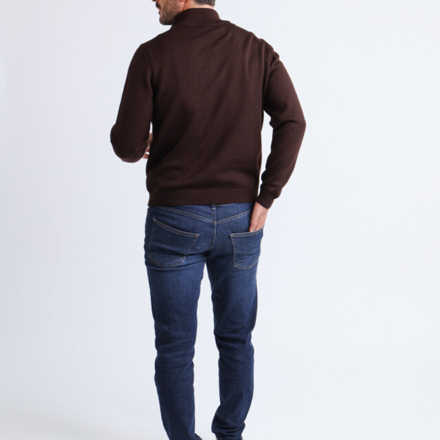 Maison Solfin - Pull homme col camionneur en laine marron – 6