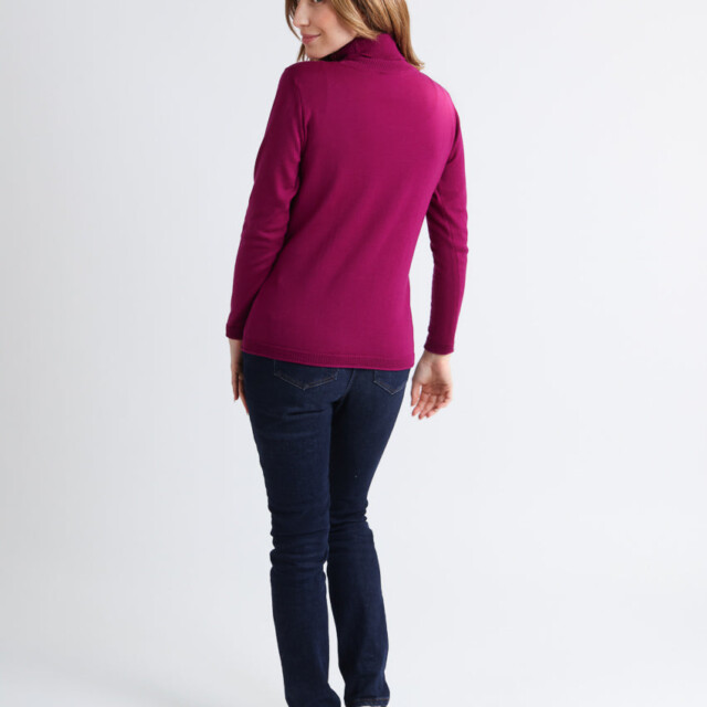 Maison Solfin - Pull femme col roulé en laine mérinos violet améthyste – 50