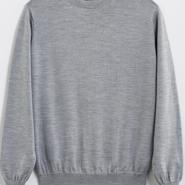 Maison-solfin - Pull homme col rond laine merinos Gris Givré – 6