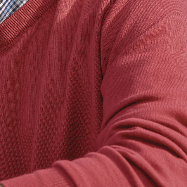 Maison Solfin - Pull homme col rond laine mérinos rouge tendre – 6
