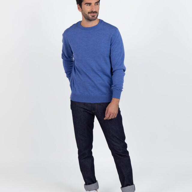 Maison Solfin - Pull homme en laine bleu élégant – 6
