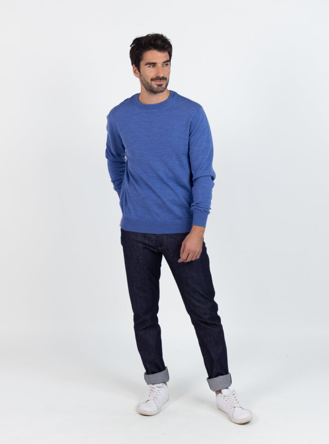 Maison Solfin - Pull homme en laine bleu élégant – 6