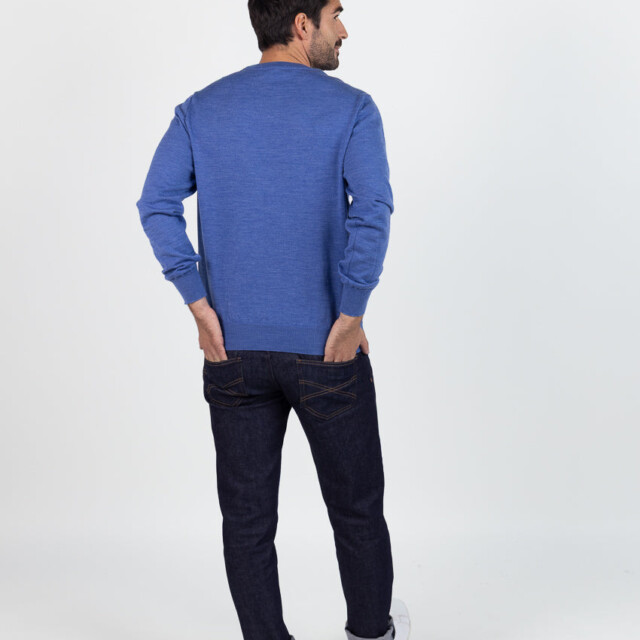 Maison Solfin - Pull homme en laine bleu élégant – 6