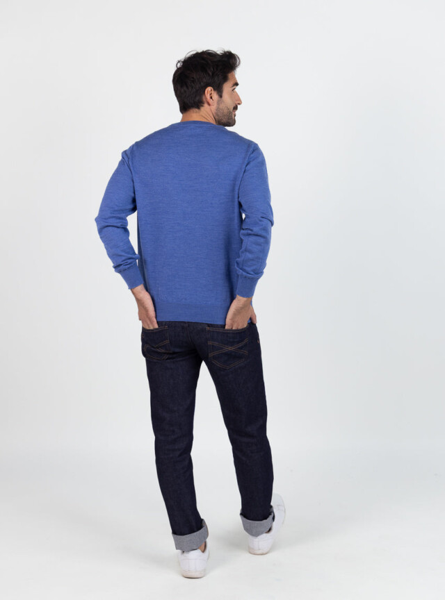 Maison Solfin - Pull homme en laine bleu élégant – 6