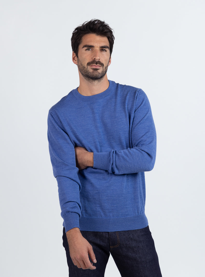 628 bleu elegant 4 Maison Solfin - Pull homme en laine bleu élégant – 6
