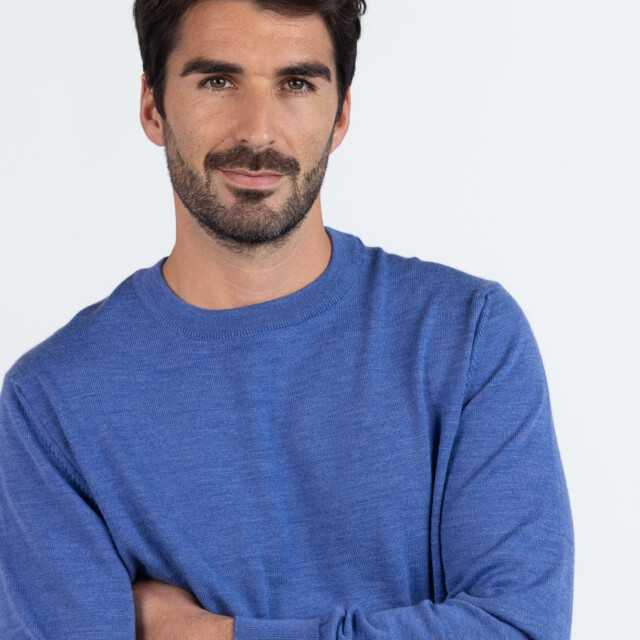 Maison Solfin - Pull homme en laine bleu élégant – 6