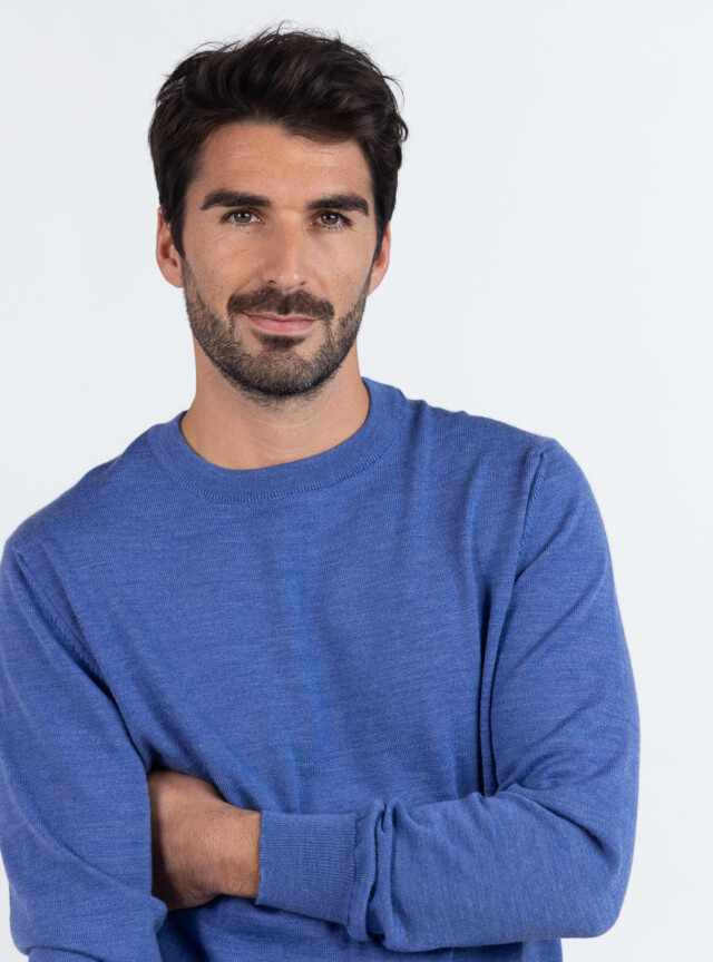 Maison Solfin - Pull homme en laine bleu élégant – 6