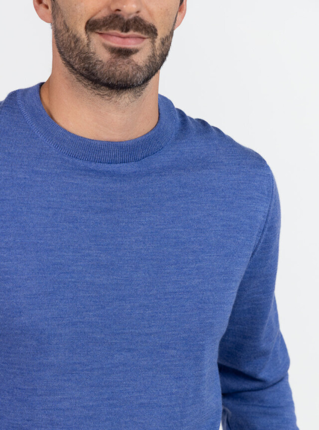 Maison Solfin - Pull homme en laine bleu élégant – 6