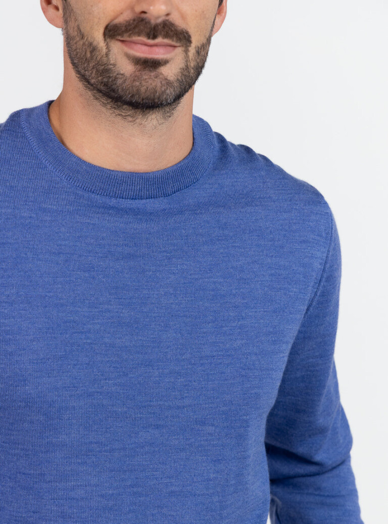 Maison Solfin - Pull homme en laine bleu élégant – 6
