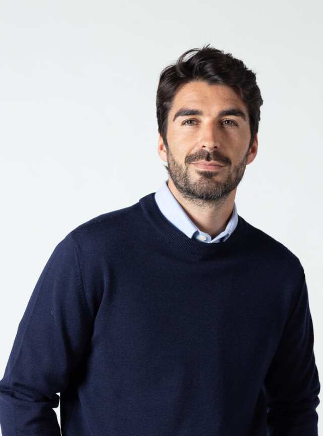Maison-solfin - Pull homme col rond laine merinos Bleu Marine – 6