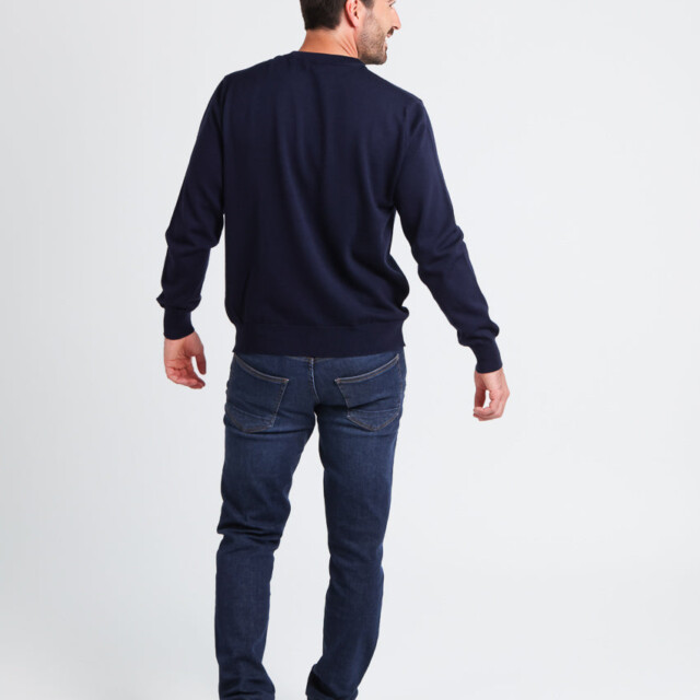 Maison-solfin - Pull homme col rond laine merinos Bleu Marine – 6