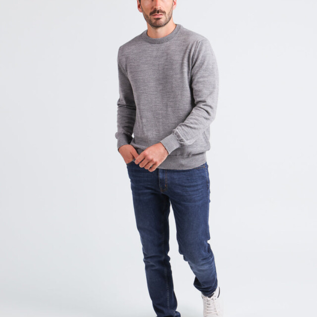 Maison-solfin - Pull homme col rond laine mérinos Gris Léger – 6