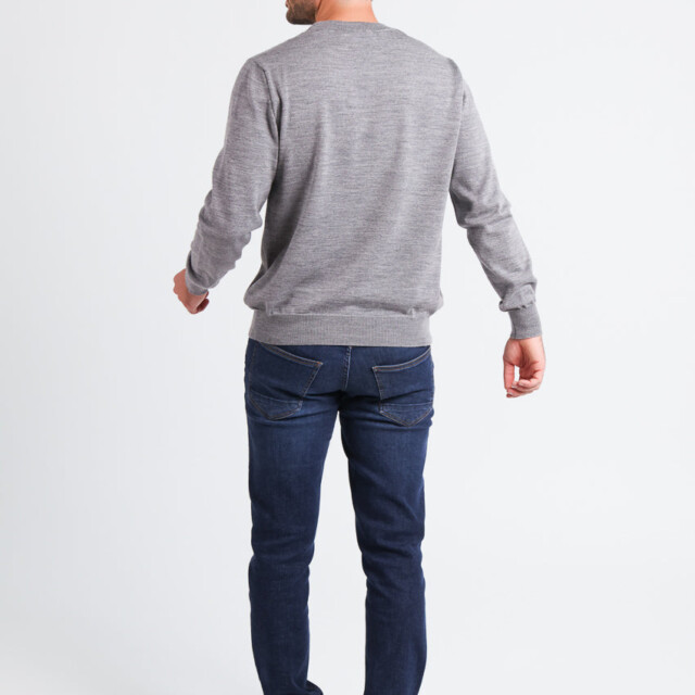 Maison-solfin - Pull homme col rond laine mérinos Gris Léger – 6