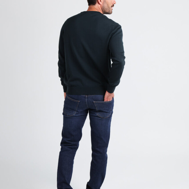 Maison-solfin - Pull homme col rond laine merinos Vert Sombre – 6
