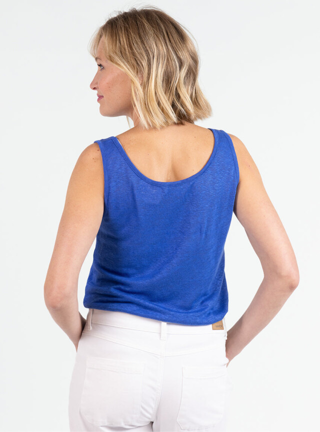 Maison-solfin - Débardeur femme en lin Bleu Indigo – 3
