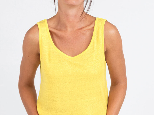 Maison Solfin - Débardeur femme en lin Jaune citron – 5