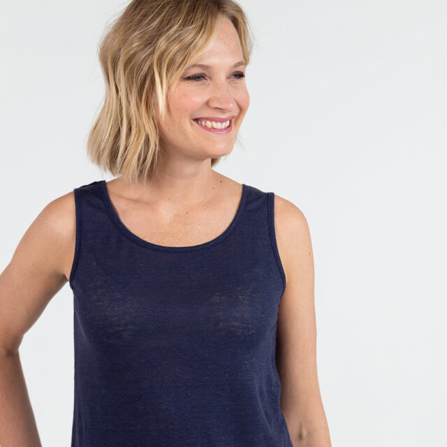 Maison-solfin - Débardeur femme en lin Bleu Marine – 5