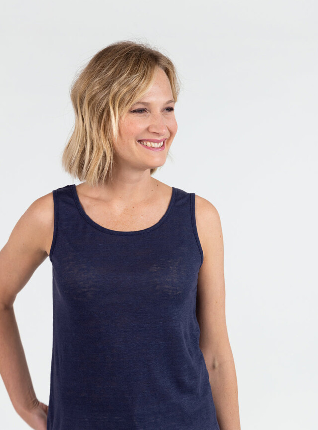 Maison-solfin - Débardeur femme en lin Bleu Marine – 5