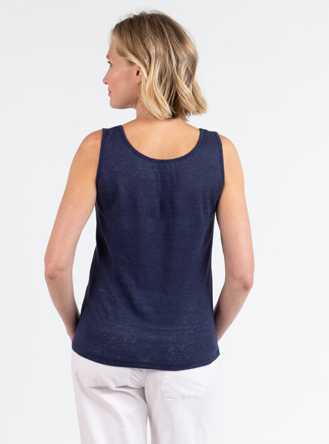 Maison-solfin - Débardeur femme en lin Bleu Marine – 5
