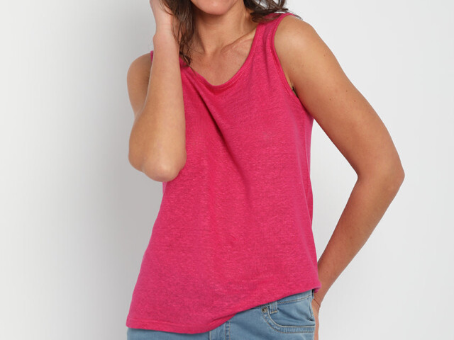 Maison-solfin - Débardeur femme en lin Rose Vif – 4