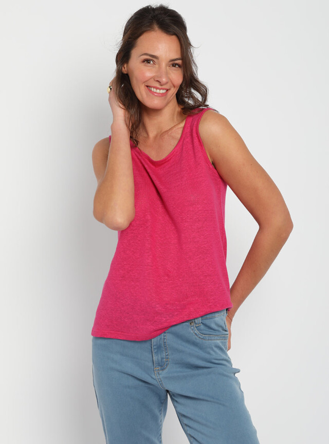 MAISON SOLFIN - Débardeur femme en lin Rose Vif