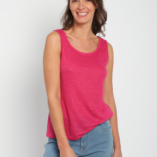Maison-solfin - Débardeur femme en lin Rose Vif – 4