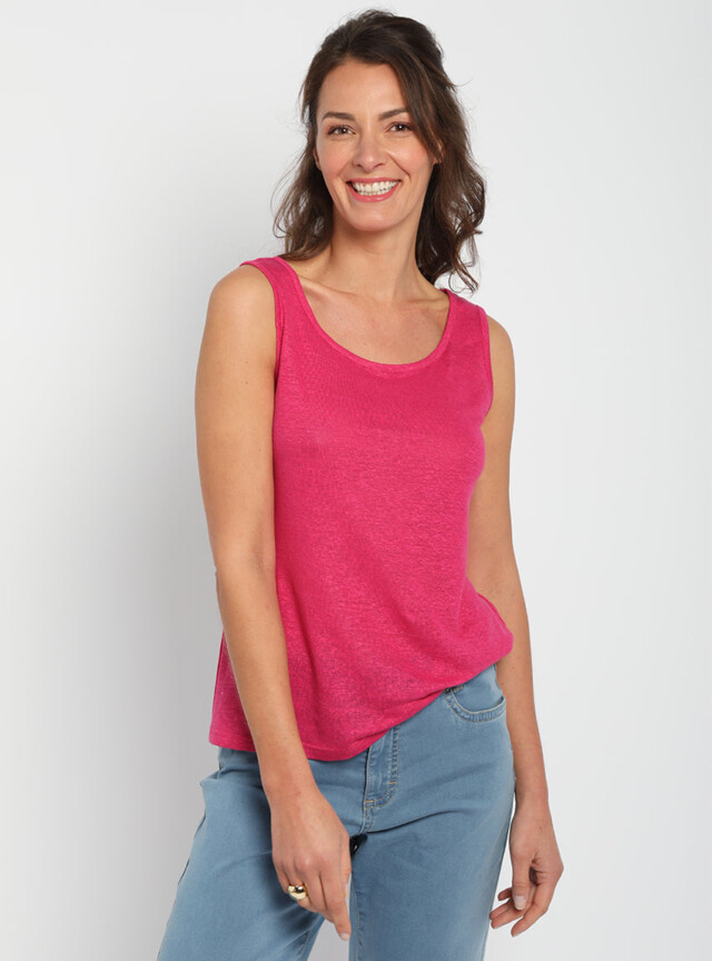 Maison-solfin - Débardeur femme en lin Rose Vif – 4