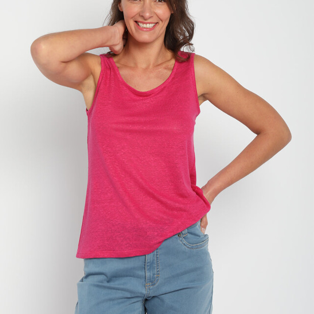 Maison-solfin - Débardeur femme en lin Rose Vif – 4