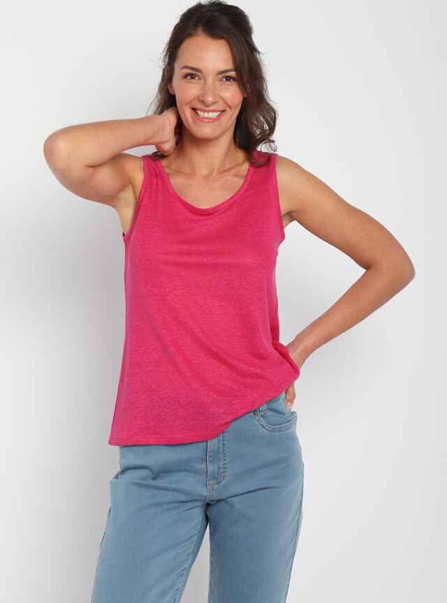 Maison-solfin - Débardeur femme en lin Rose Vif – 4