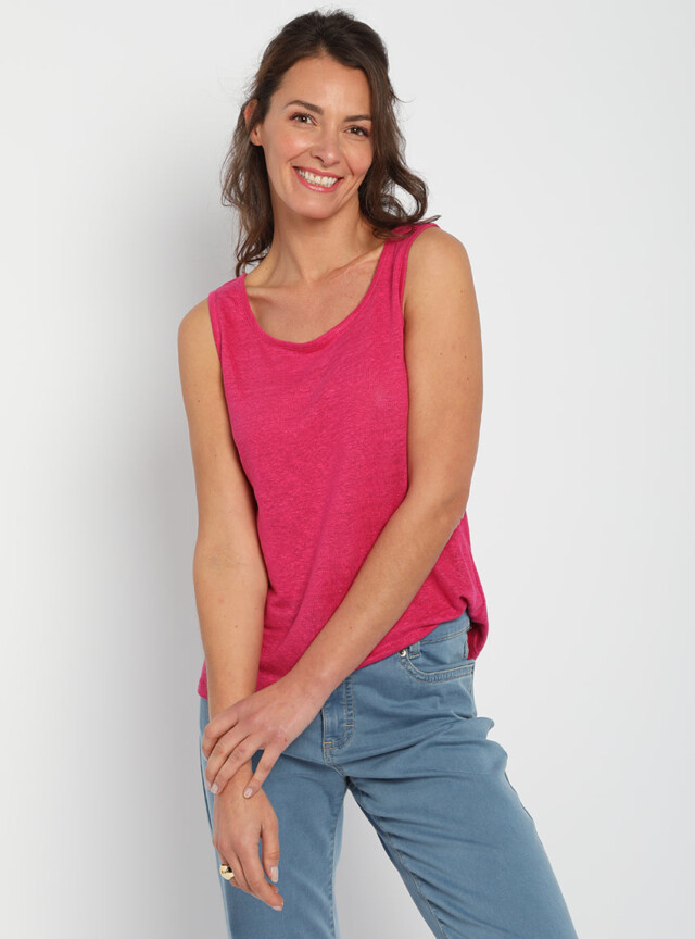 Maison-solfin - Débardeur femme en lin Rose Vif – 4