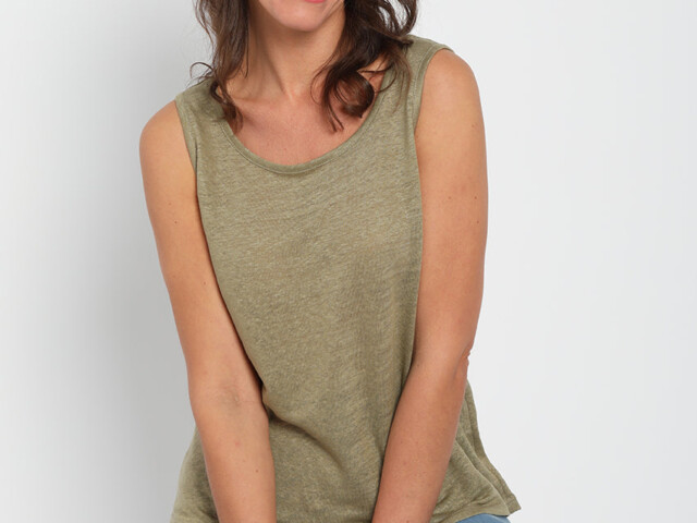 Maison-solfin - Débardeur femme en lin Vert Kaki – 5