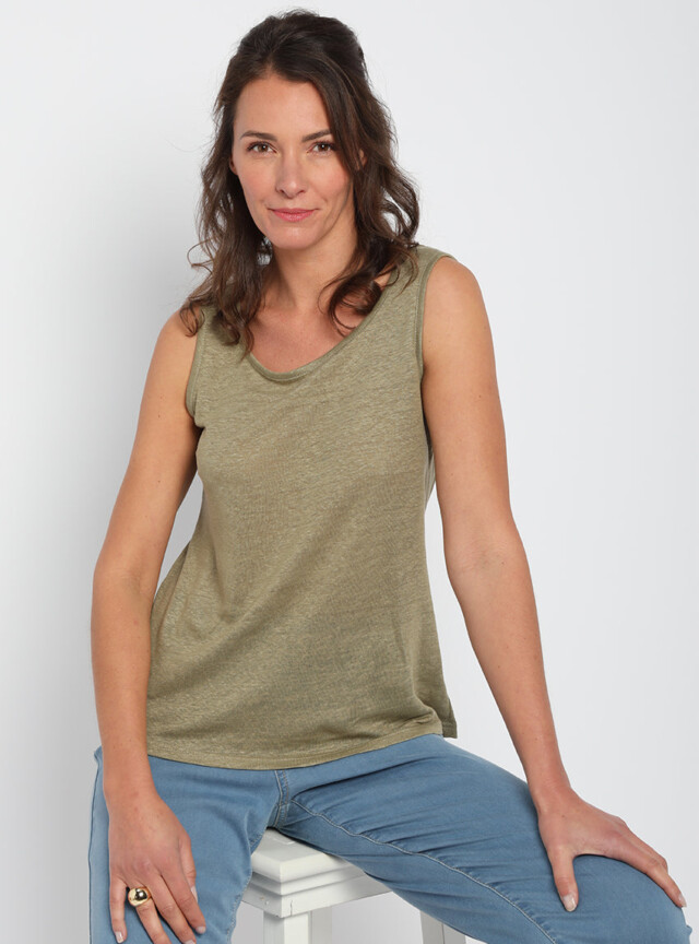 Maison-solfin - Débardeur femme en lin Vert Kaki – 5