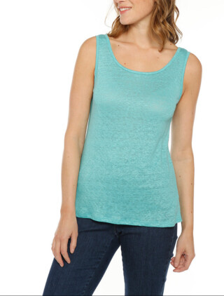 Débardeur femme en lin Vert Tropical par la marque MAISON SOLFIN MAISON SOLFIN - Débardeur femme en lin Vert Tropical