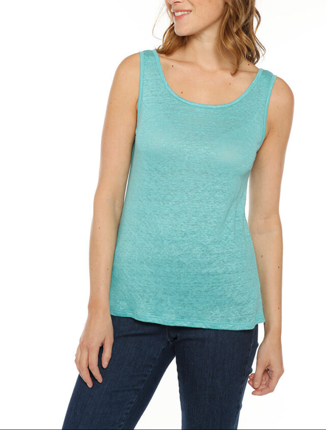 Débardeur femme en lin Vert Tropical par la marque MAISON SOLFIN MAISON SOLFIN - Débardeur femme en lin Vert Tropical