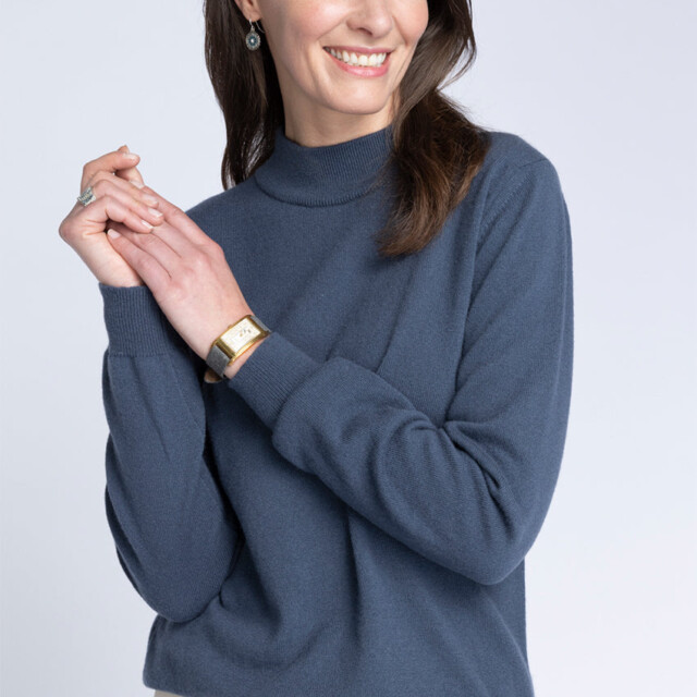Maison-solfin - Pull col cheminée femme 100% cachemire Gris Cendré – 46