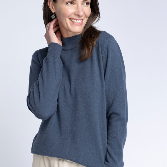 Maison-solfin - Pull col cheminée femme 100% cachemire Gris Cendré – 46