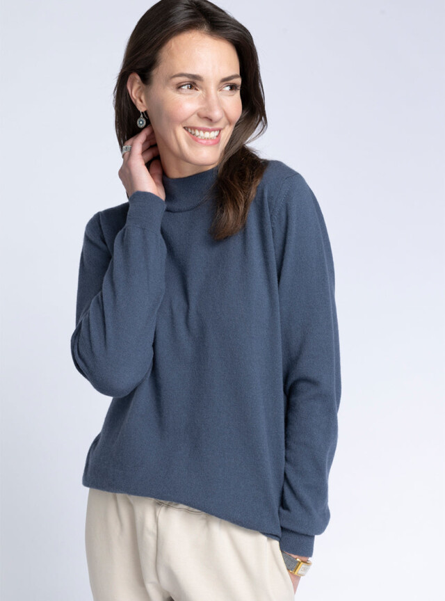 Maison-solfin - Pull col cheminée femme 100% cachemire Gris Cendré – 46