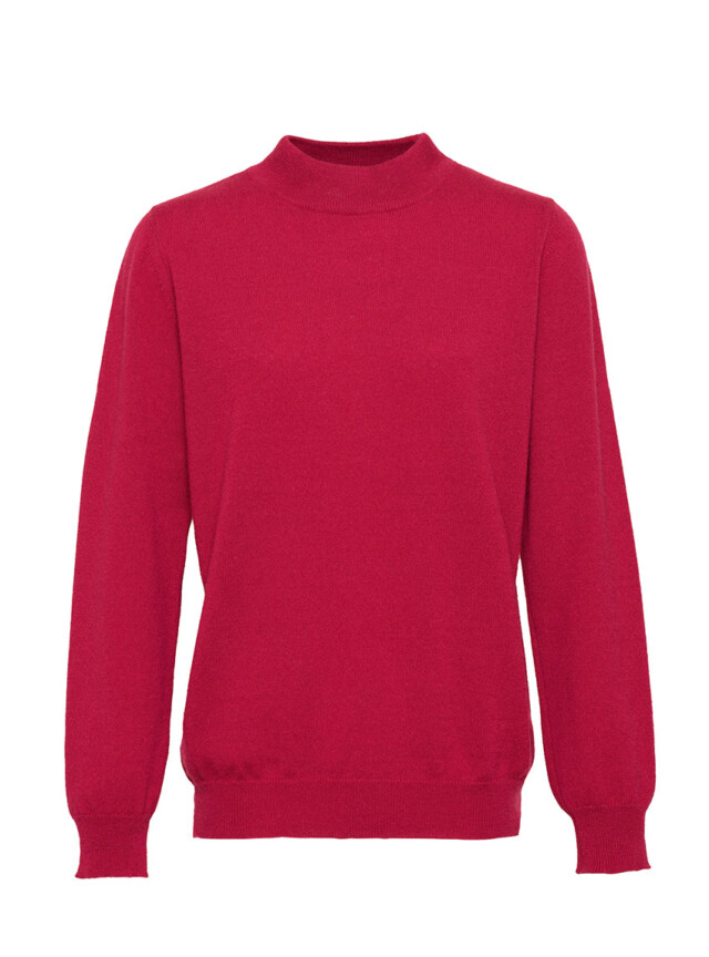 Maison-solfin - Pull col cheminée femme 100% cachemire Rose Framboise – 40