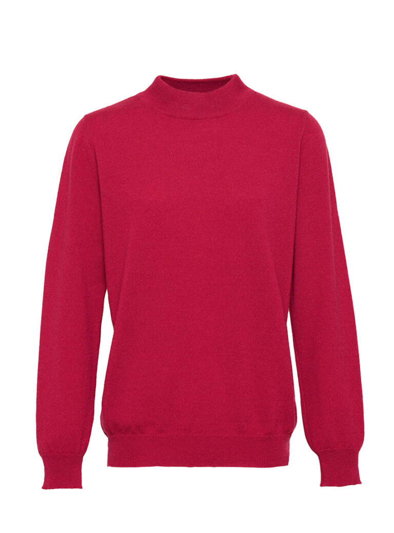 Maison-solfin - Pull col cheminée femme 100% cachemire Rose Framboise – 40