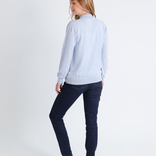 Maison-solfin - Pull col cheminée femme 100% cachemire Bleu Chambray – 50