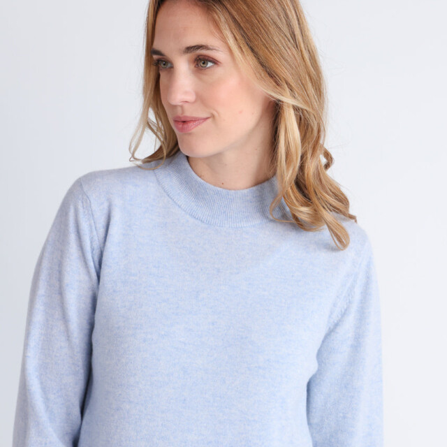 Maison-solfin - Pull col cheminée femme 100% cachemire Bleu Chambray – 50