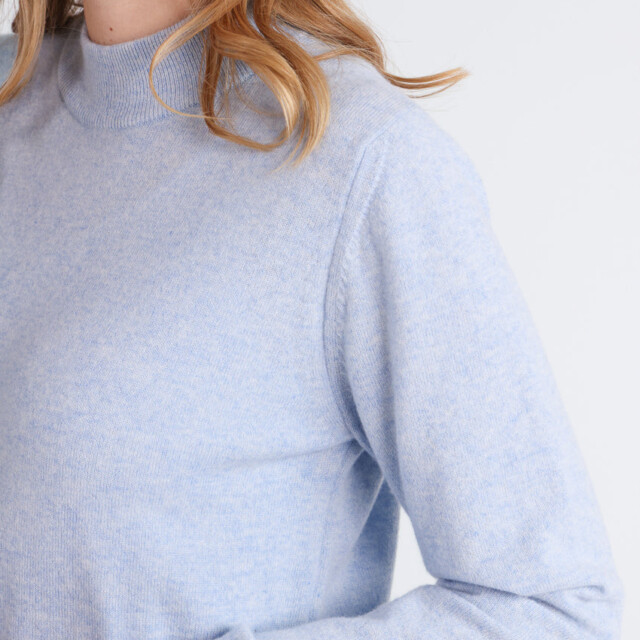 Maison-solfin - Pull col cheminée femme 100% cachemire Bleu Chambray – 50