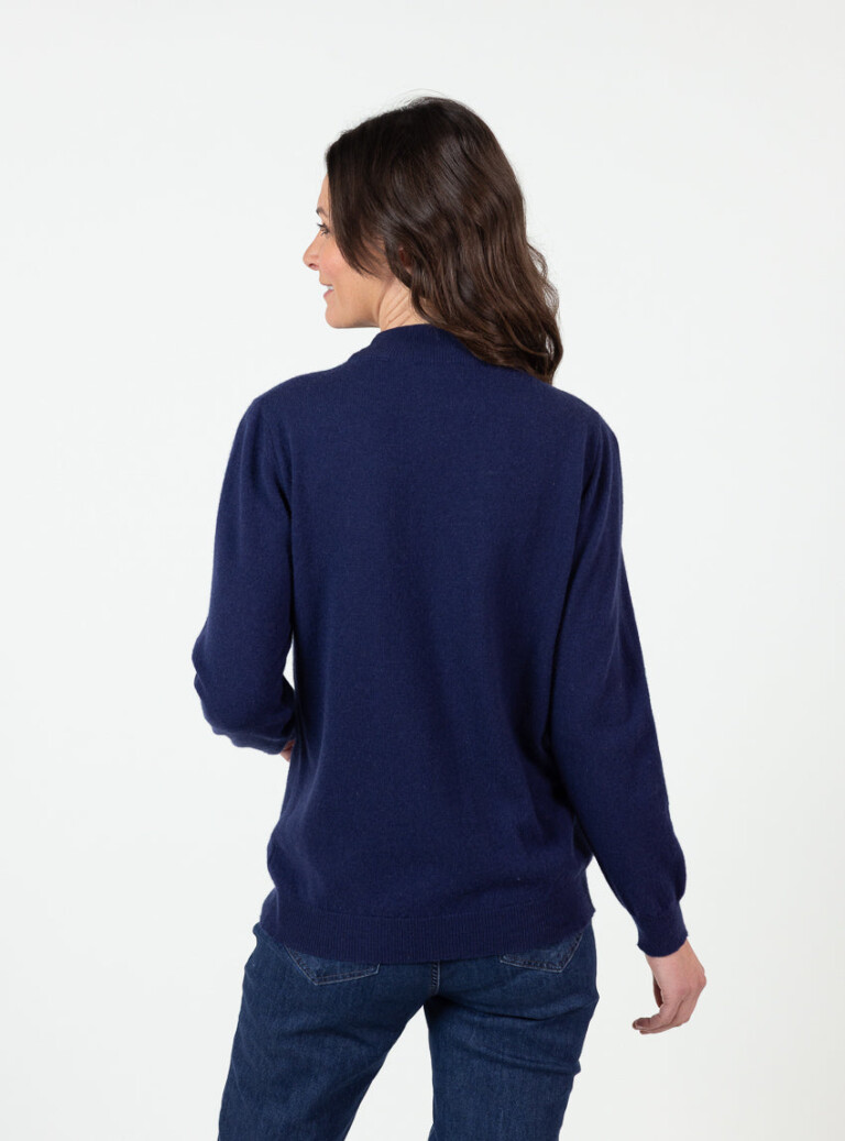 Maison-solfin - Pull col cheminée femme 100% cachemire Marine Chic – 50