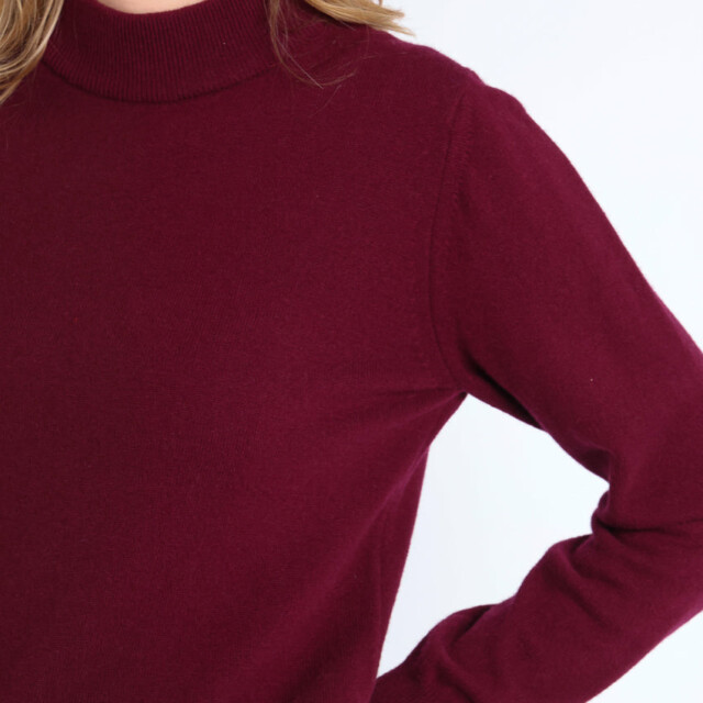 Maison-solfin - Pull col cheminée femme 100% cachemire Rouge grenat – 48