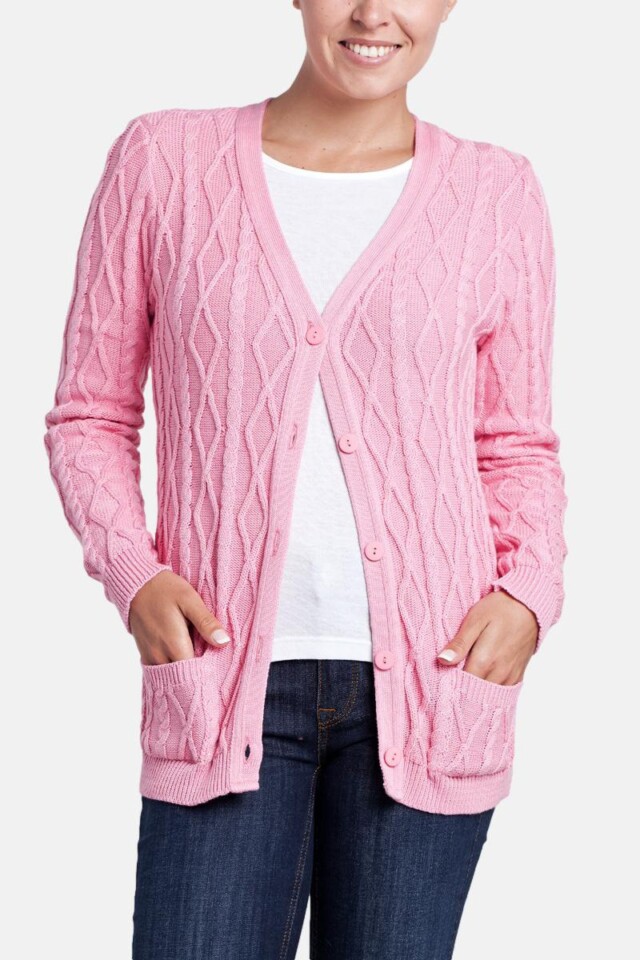 MAISON SOLFIN - Gilet torsadé en coton rose