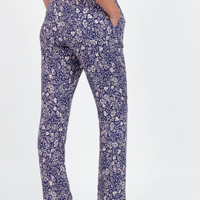 Maison Solfin - Pantalon femme en viscose imprimé bouquet bleu – 48