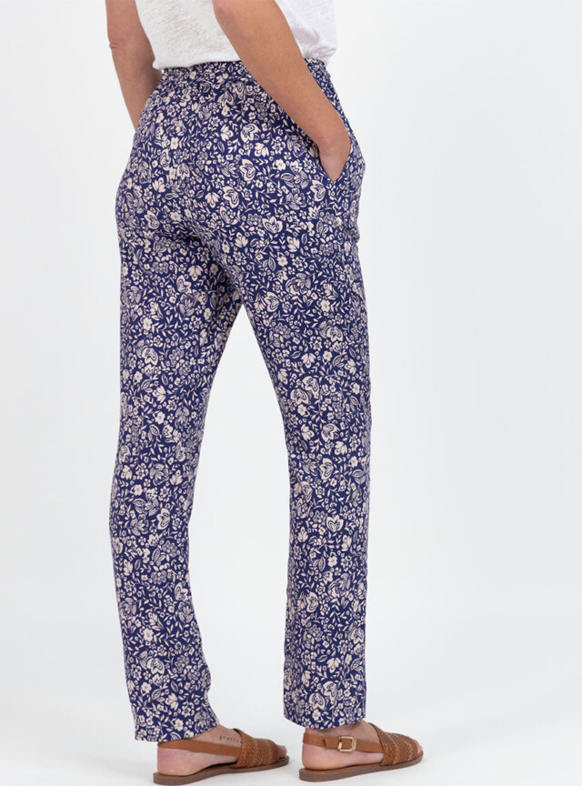 Maison Solfin - Pantalon femme en viscose imprimé bouquet bleu – 48